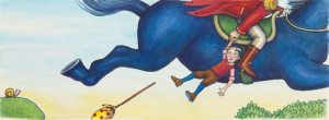 There came a horseman, galloping swift, and gave... for The Boy Who Longed for a Lift, 1997. Brian Selznick (born 1966). Acrylic, pen and Ink on watercolor paper, 14 1/2 x 17 inches. © 1997 by Brian Selznick. Courtesy of the National Center for Children’s Illustrated Literature, Abilene, Texas.