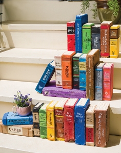 Photograph of books on steps by Steve Puppe,  copyright www.stevepuppe.com