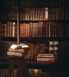 Close up of books in the library at Felbrigg Hall. Made in to the library by William Windham II in 1752-5 to house the books collected on his Grand Tour.